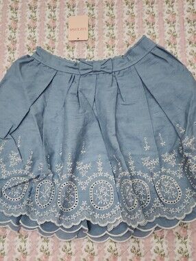 NWT LIZ LISA 🎀 Blue Embroidered Scallop Hem Skirt